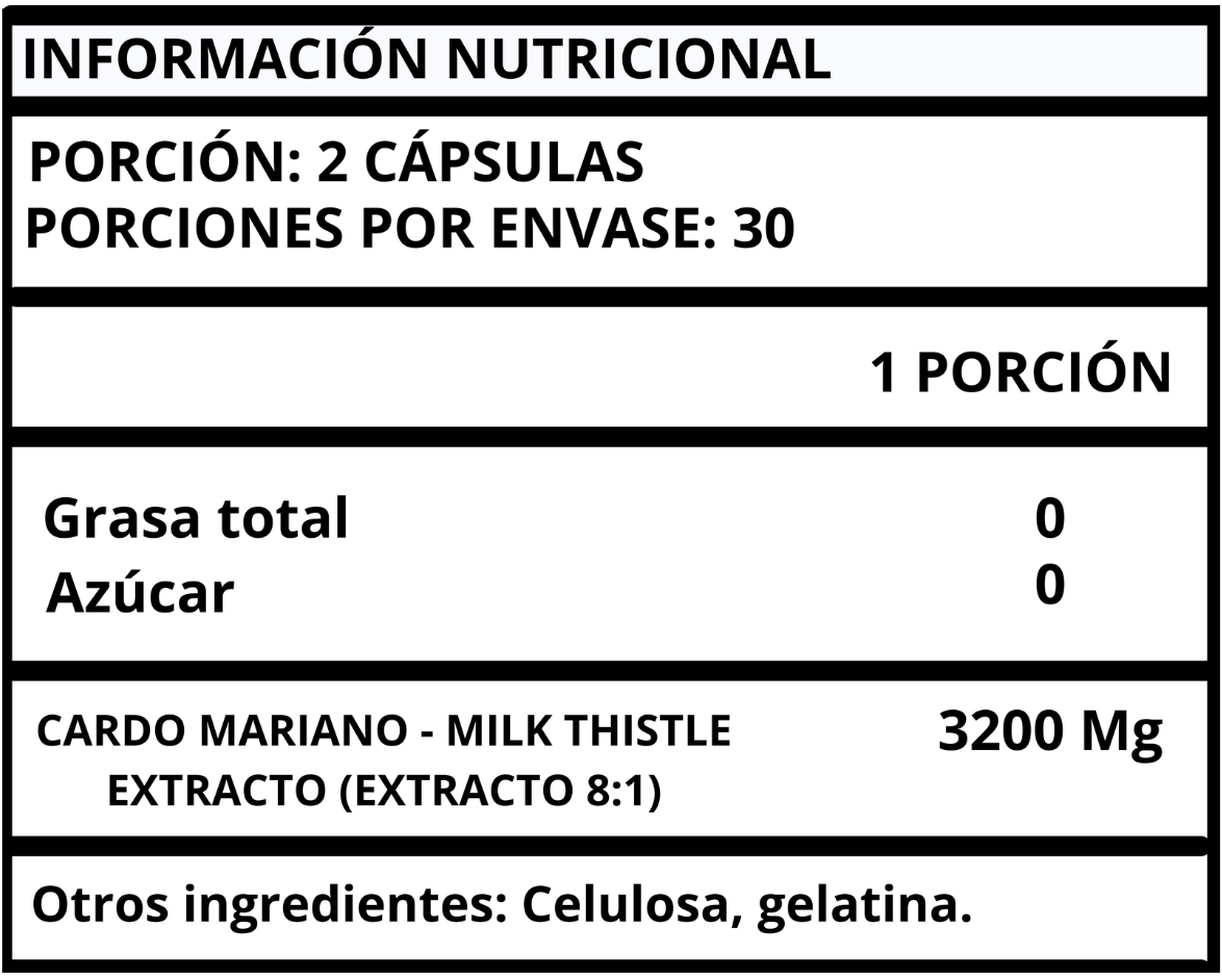 CARDO MARIANO EXTRACTO (SILIMARINA/MILK THISTLE) - CÁPSULAS
