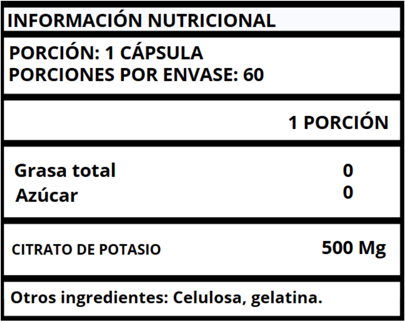 CITRATO DE POTASIO - CÁPSULAS 500 MG