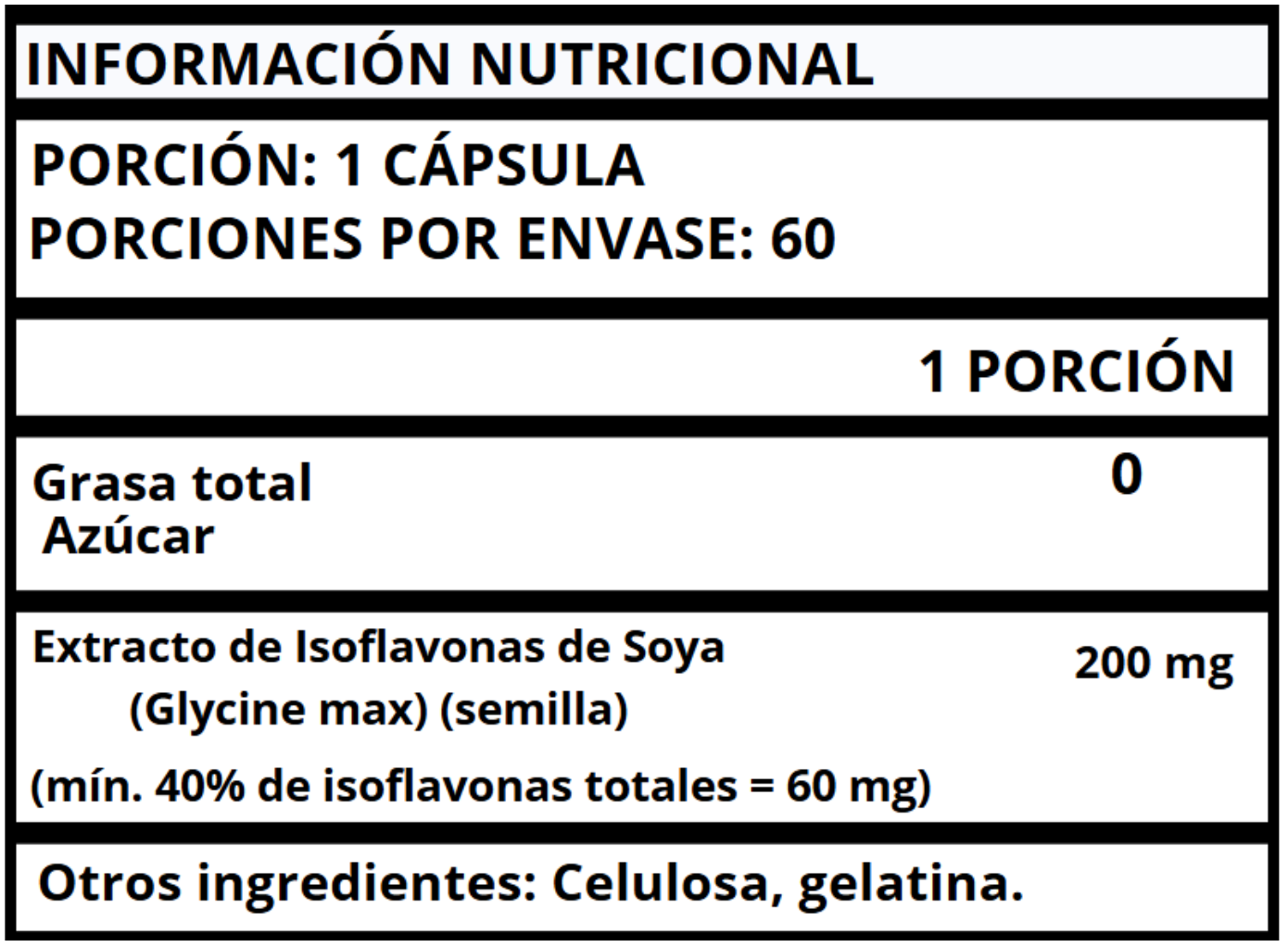 ISOFLAVONAS DE SOYA EXTRACTO 40% - CÁPSULAS 200 MG