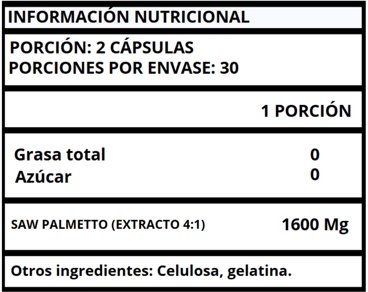 SAW PALMETTO EXTRACTO - CÁPSULAS 1600 MG