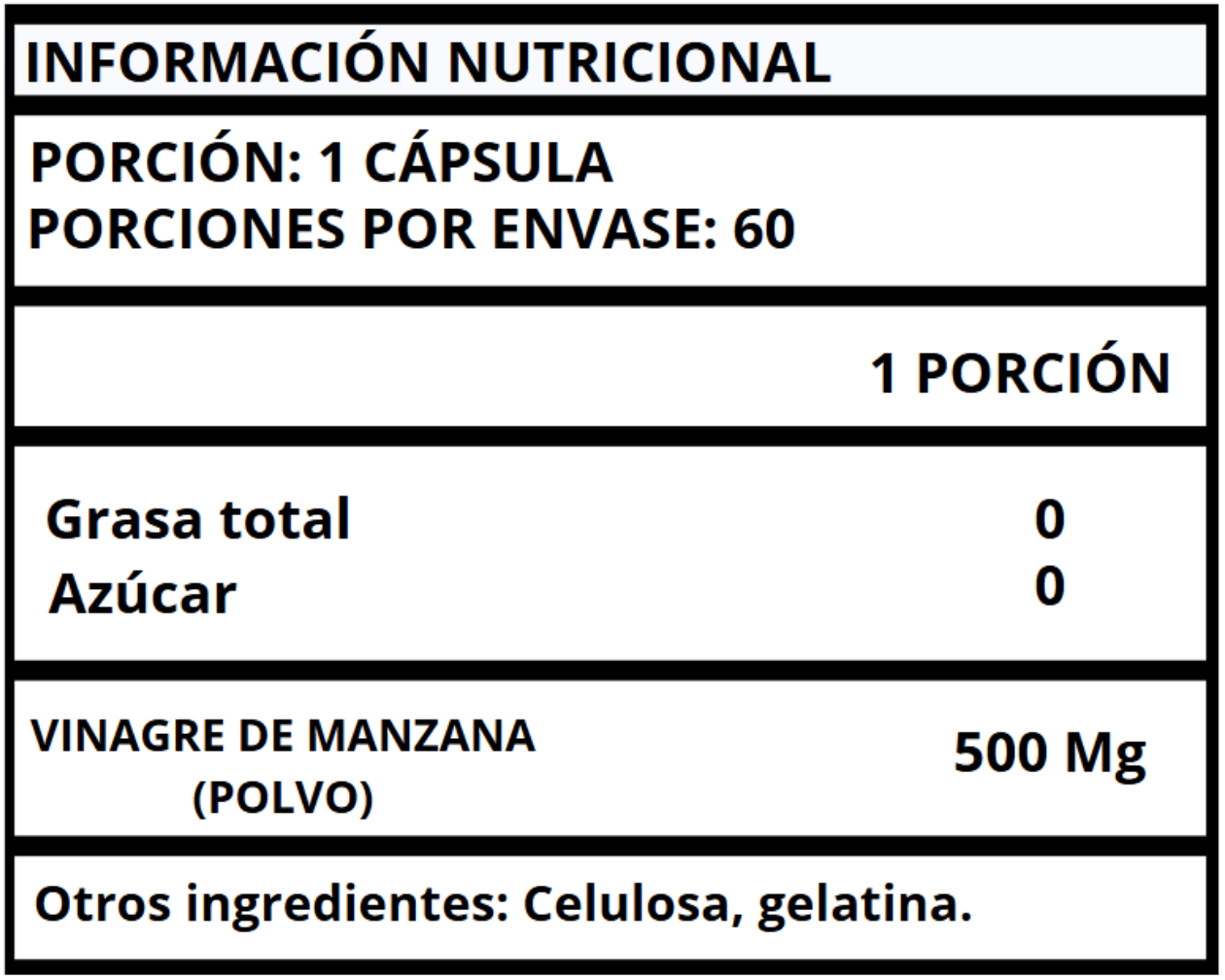 VINAGRE DE MANZANA - CÁPSULAS 500 MG