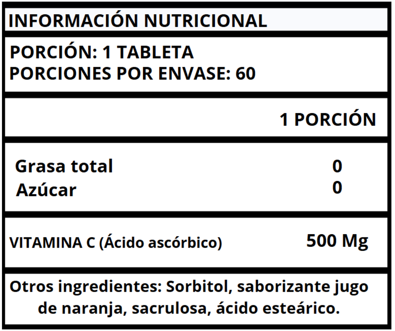 VITAMINA C MASTICABLE (ÁCIDO ASCÓRBICO) - 60 TABLETAS 500 MG