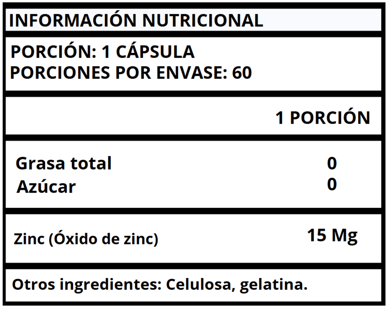 ZINC - CÁPSULAS SUAVES 15 MG