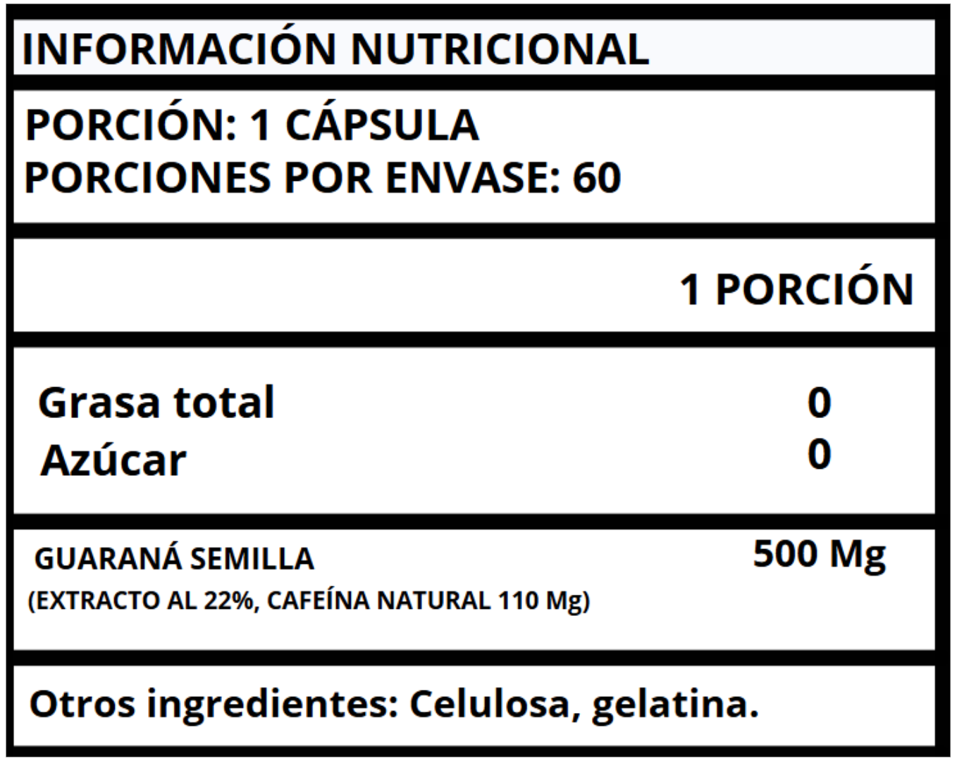 GUARANÁ EXTRACTO - CÁPSULAS 500 MG