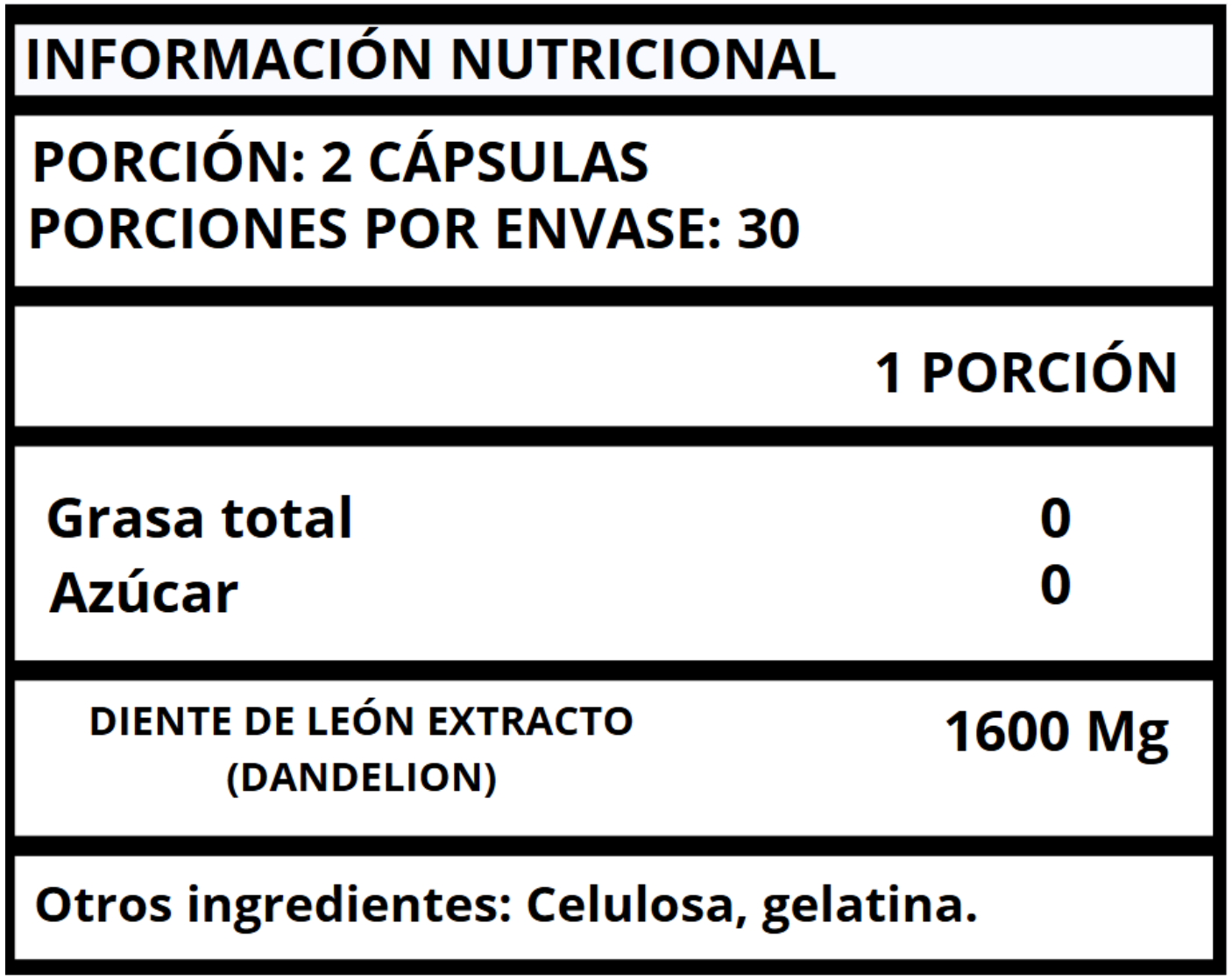 DIENTE DE LEÓN EXTRACTO - CÁPSULAS 1600 MG