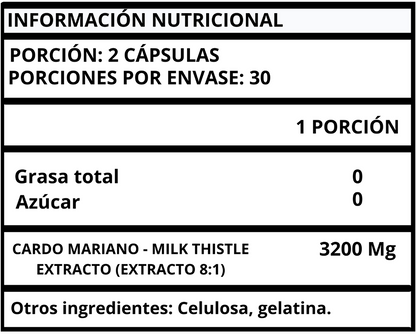 CARDO MARIANO EXTRACTO (SILIMARINA/MILK THISTLE) - CÁPSULAS