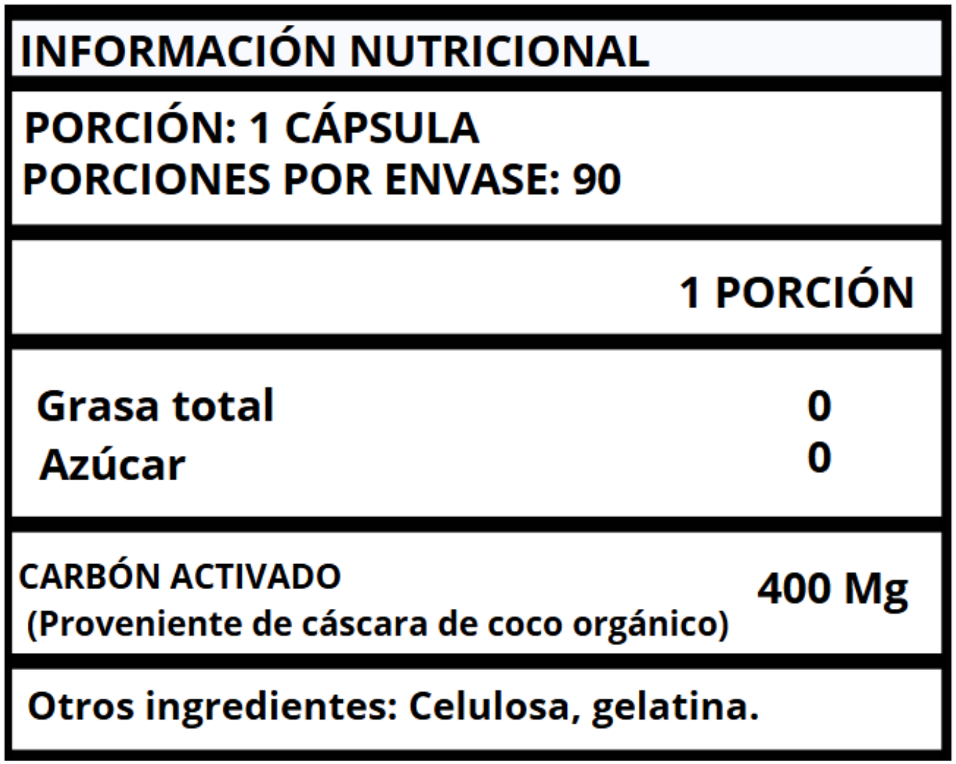 CARBÓN ACTIVADO - CÁPSULAS 400 MG