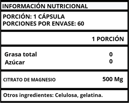 CITRATO DE MAGNESIO - CÁPSULAS 500 MG