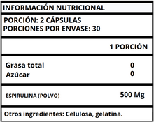 ESPIRULINA - CÁPSULAS 500 MG