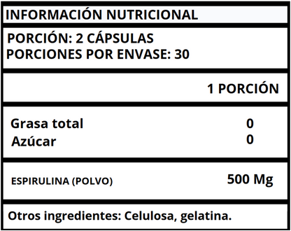 ESPIRULINA - CÁPSULAS 500 MG