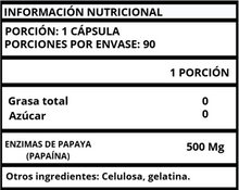 ENZIMAS DE PAPAYA (PAPAÍNA) - CÁPSULAS 500 MG