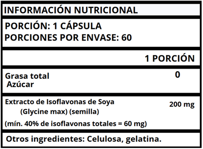 ISOFLAVONAS DE SOYA EXTRACTO 40% - CÁPSULAS 200 MG