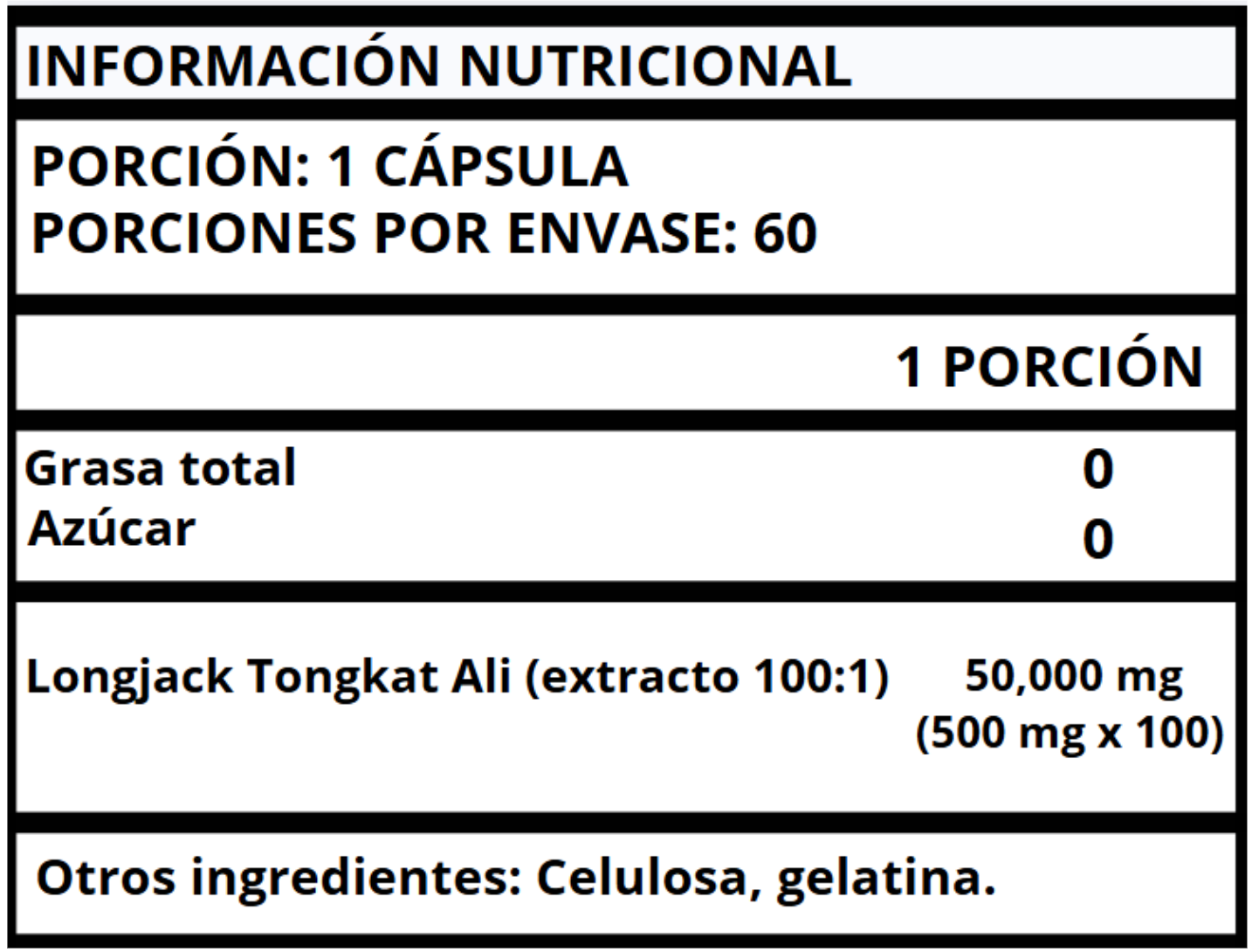 LONGJACK TONGKAT ALI SUPER EXTRA FUERTE - CÁPSULAS 50,000 MG