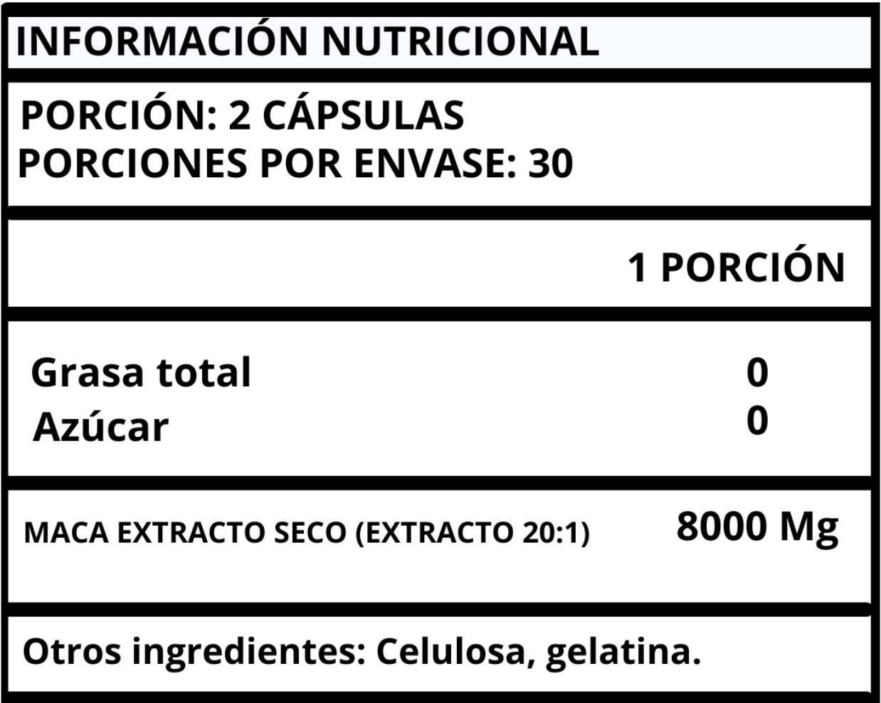 MACA PERUANA EXTRACTO EXTRA FUERTE - CÁPSULAS 8000 MG