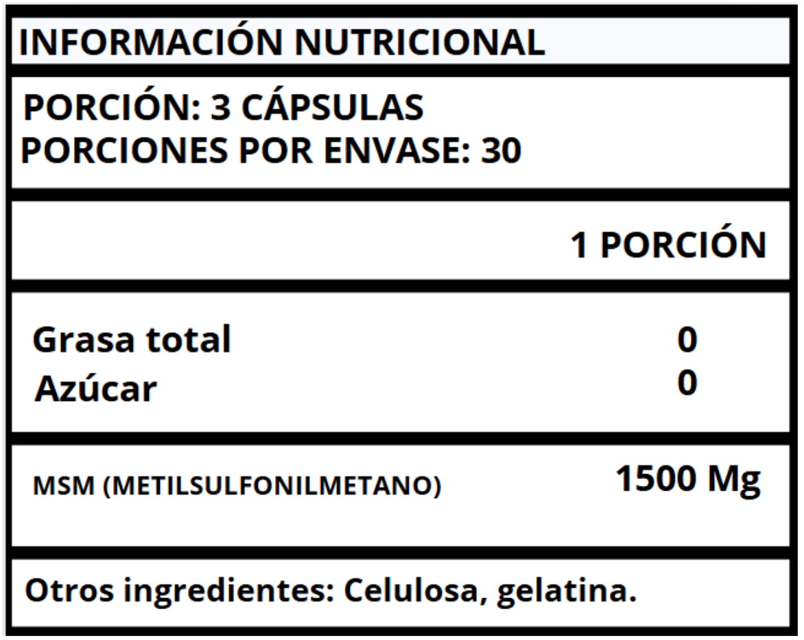 MSM (METILSULFONILMETANO) - CÁPSULAS 500 MG