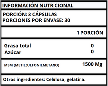 MSM (METILSULFONILMETANO) - CÁPSULAS 500 MG