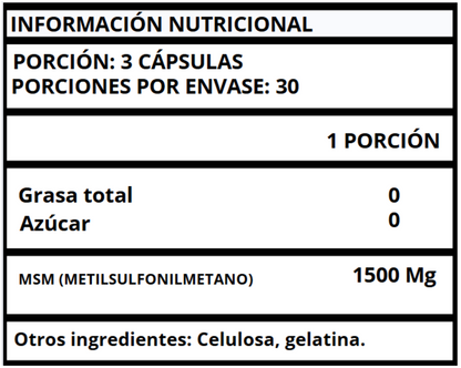 MSM (METILSULFONILMETANO) - CÁPSULAS 500 MG