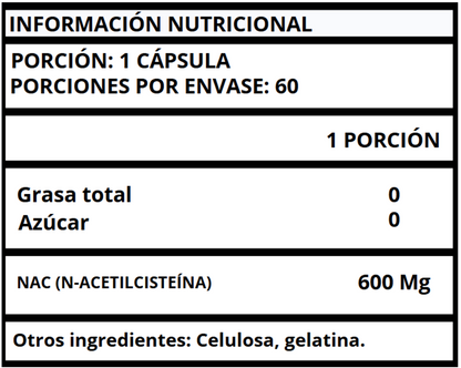 NAC (N-ACETILCISTEÍNA) - CÁPSULAS 600 MG