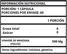 VINAGRE DE MANZANA - CÁPSULAS 500 MG