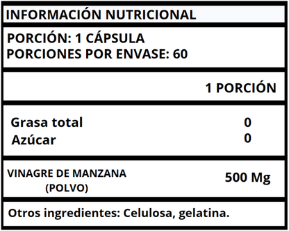 VINAGRE DE MANZANA - CÁPSULAS 500 MG