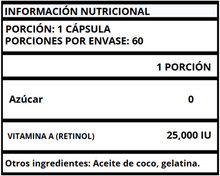 VITAMINA A (RETINOL) - CÁPSULAS SUAVES 25,000 IU