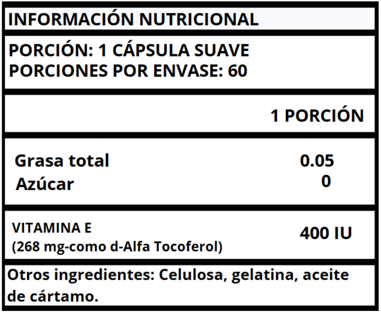 VITAMINA E - CÁPSULAS SUAVES 400 IU