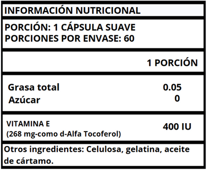 VITAMINA E - CÁPSULAS SUAVES 400 IU