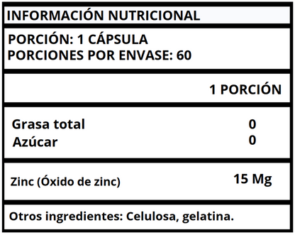 ZINC - CÁPSULAS SUAVES 15 MG