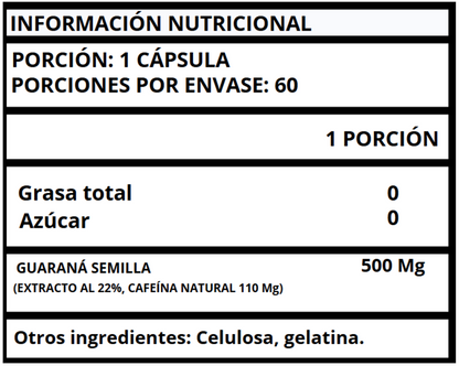 GUARANÁ EXTRACTO - CÁPSULAS 500 MG