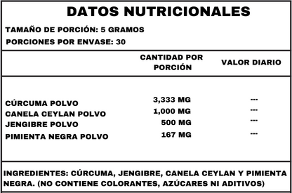 LECHE DORADA (CÚRCUMA, CANELA Y JENGIBRE) - 30 SERVIDAS