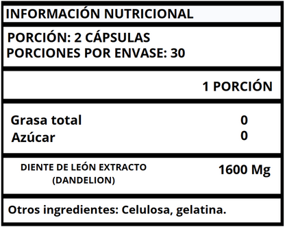DIENTE DE LEÓN EXTRACTO - CÁPSULAS 1600 MG