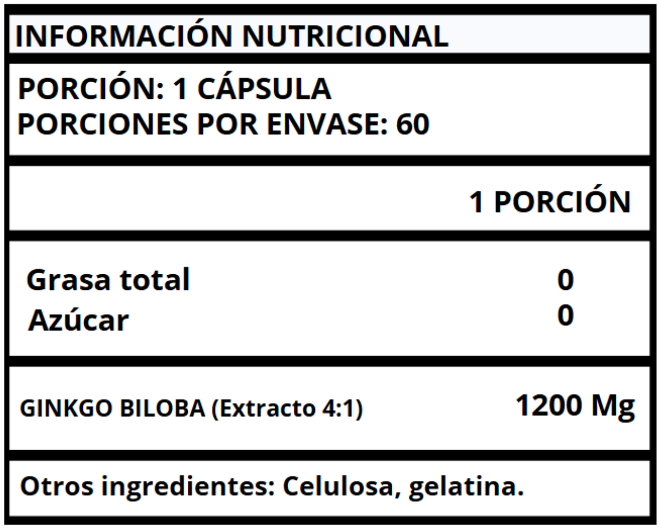 GINKGO BILOBA EXTRACTO - CÁPSULAS 1200 MG