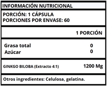 GINKGO BILOBA EXTRACTO - CÁPSULAS 1200 MG