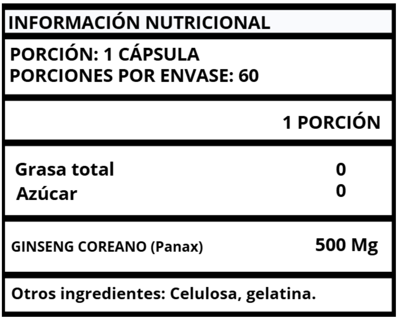GINSENG COREANO - CÁPSULAS 500 MG